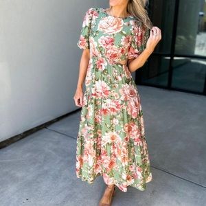 Rosalee Side Cut Out Floral Maxi Dress